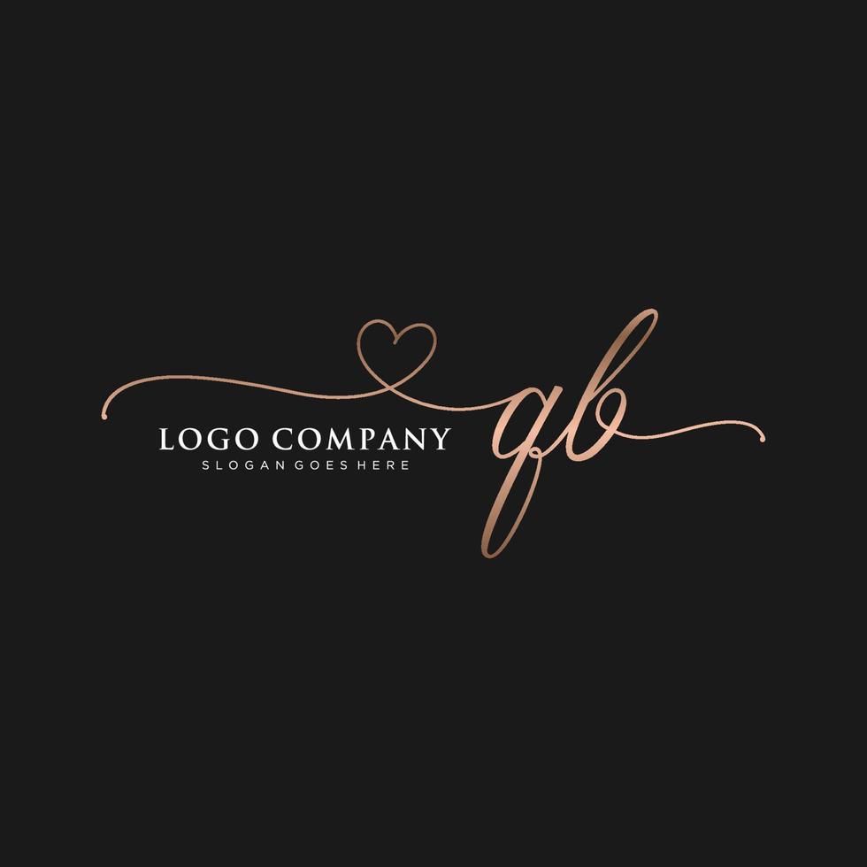 Initial QB feminine logo collections template. handwriting logo of initial signature, wedding, fashion, jewerly, boutique, floral and botanical with creative template for any company or business. vector