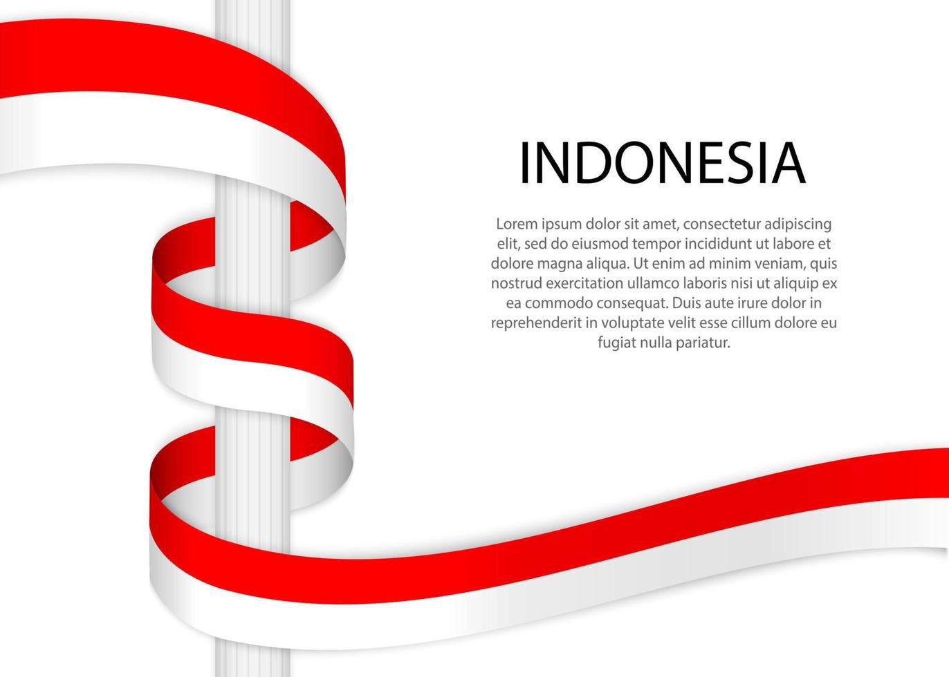 Waving ribbon on pole with flag of Indonesia vector