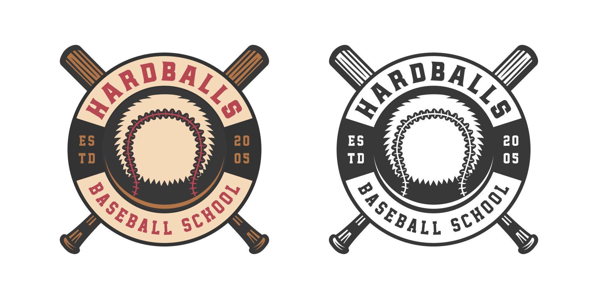 Vintage retro baseball sport emblem, logo, badge, label. mark, poster or print. Monochrome Graphic Art. Vector Illustration.