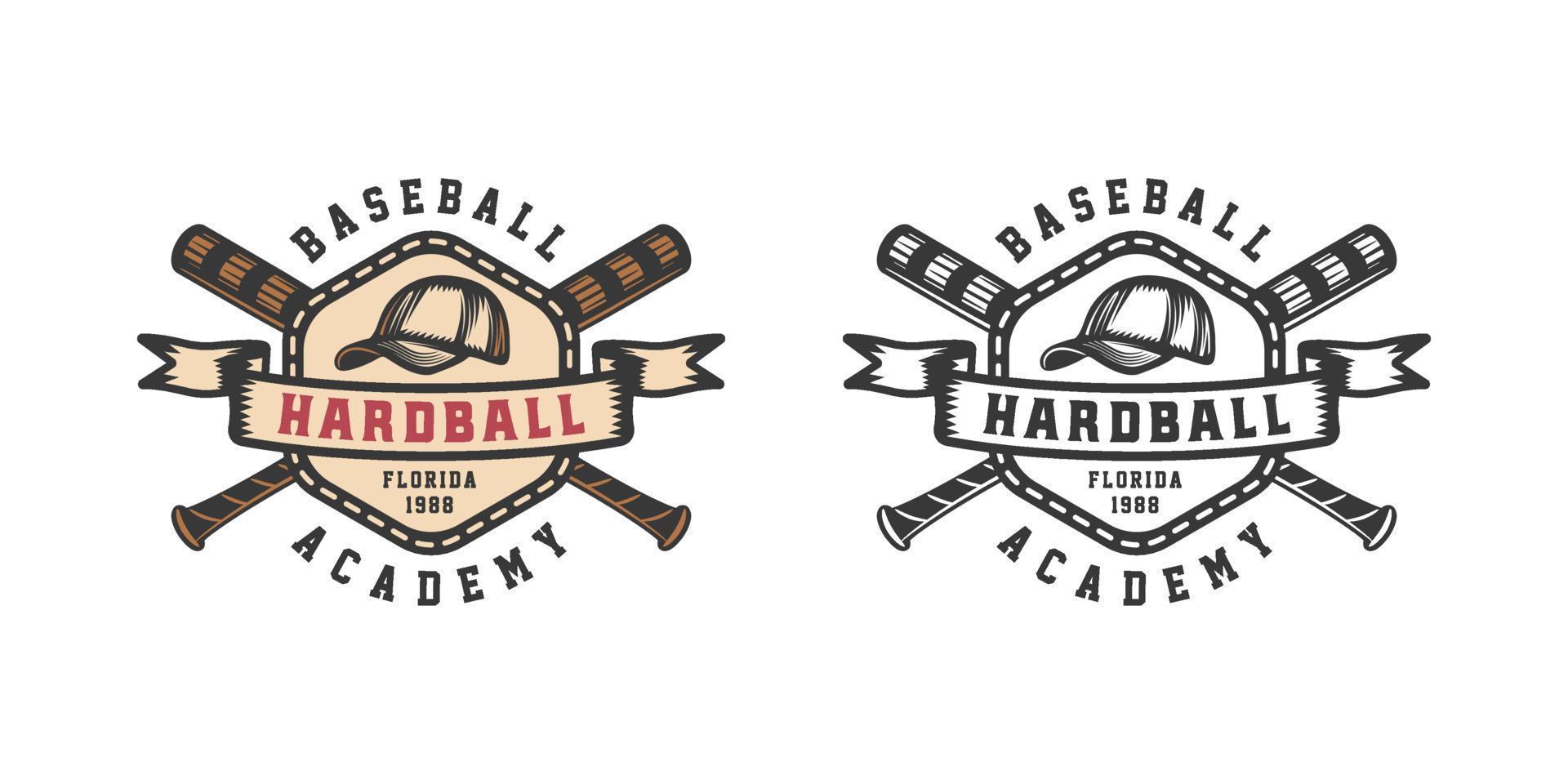 Vintage retro baseball sport emblem, logo, badge, label. mark, poster or print. Monochrome Graphic Art. Vector Illustration.