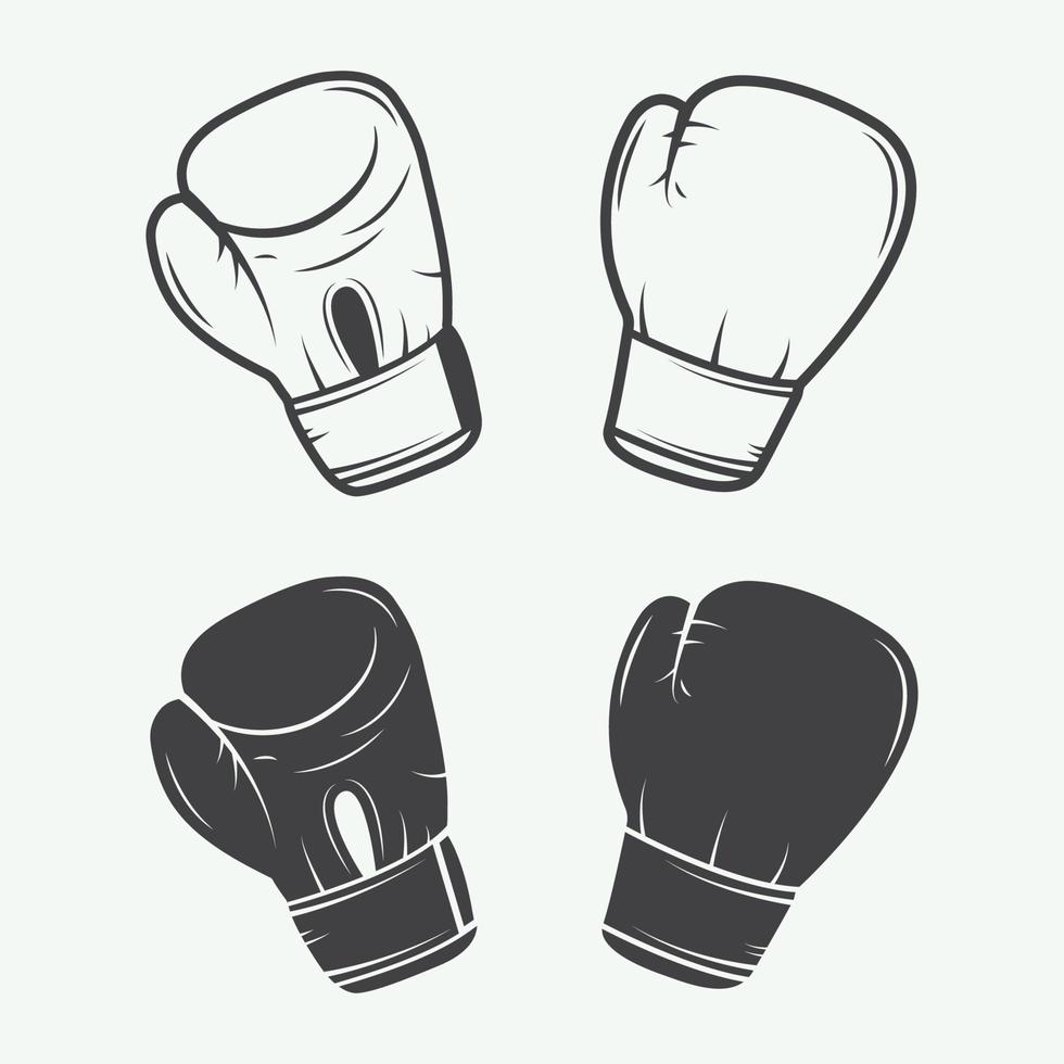 Boxing gloves in vintage style. Vector illustration