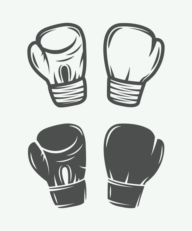 Boxing gloves in vintage style. Vector illustration