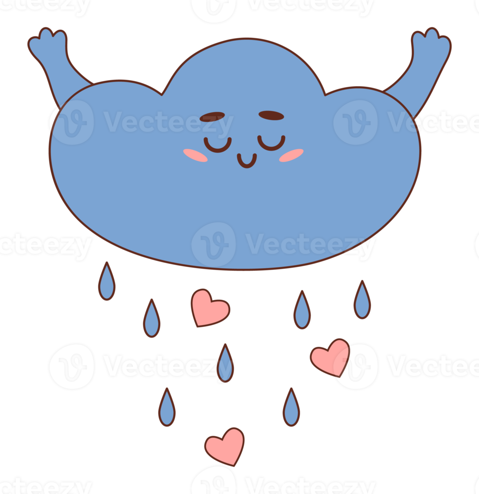 Sticker cute rain cloud png