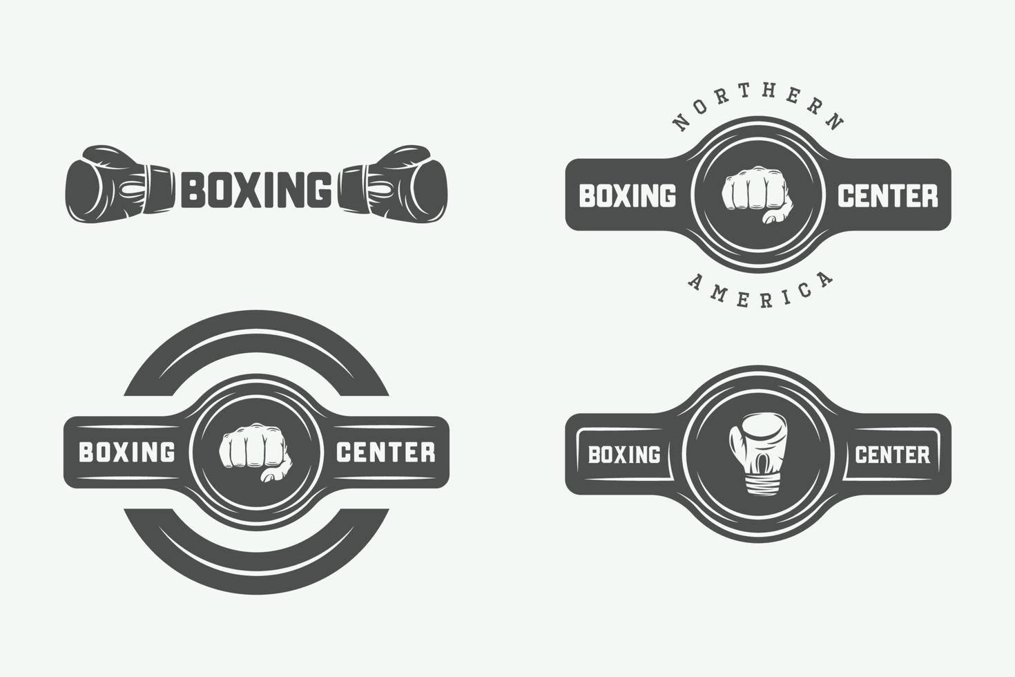 insignias y etiquetas de boxeo y artes marciales en estilo antiguo. ilustración vectorial vector