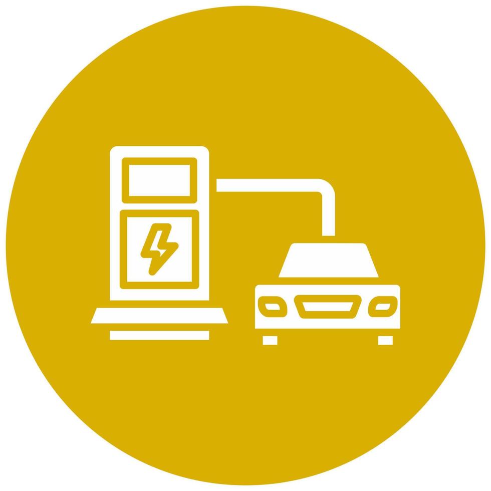 Electric Car Station Vector Icon Style