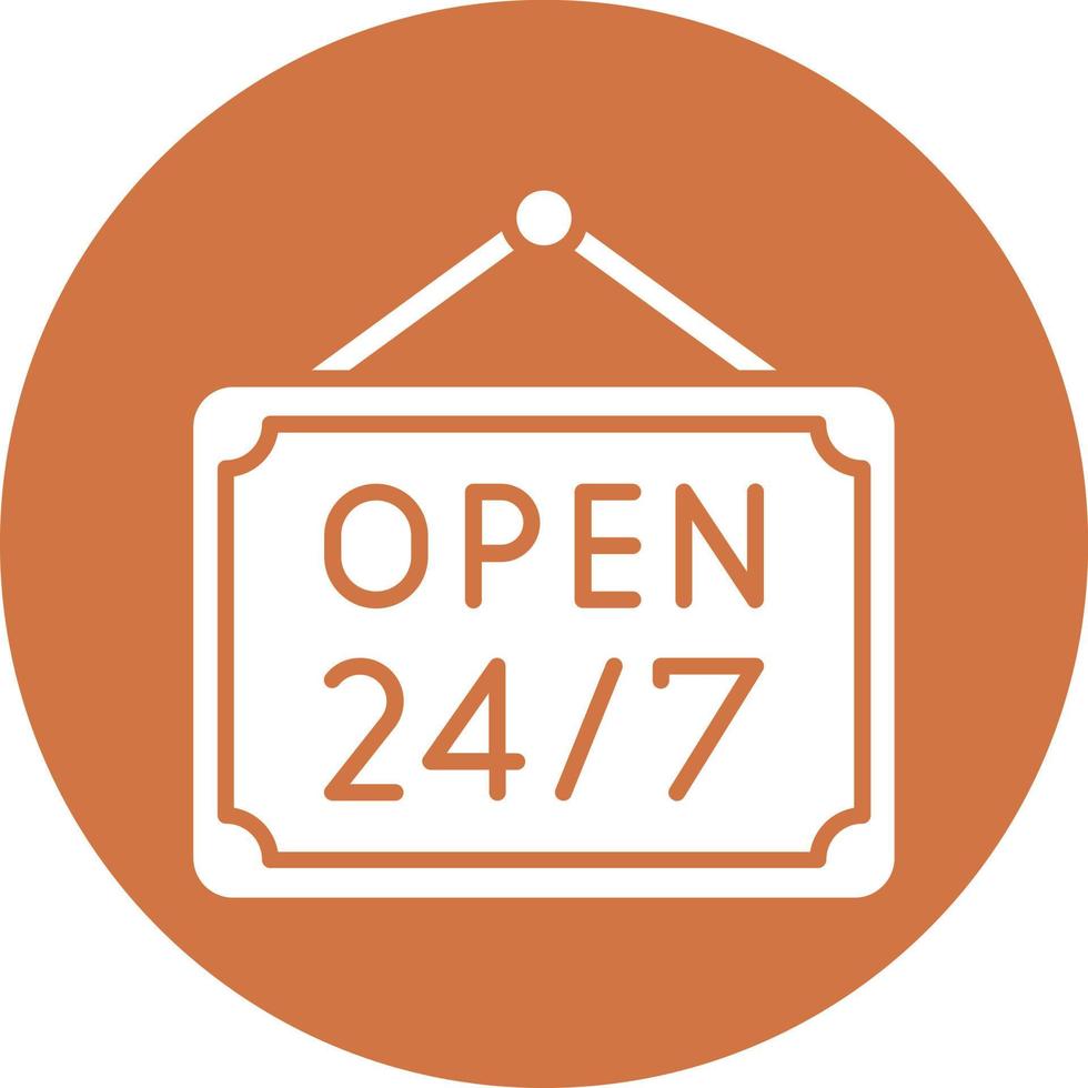 24 Hours Open Vector Icon Style