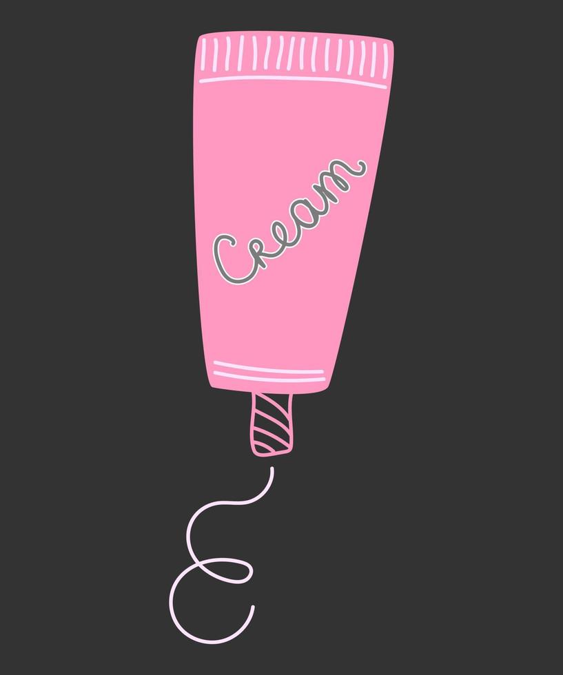 Hand drawn tube of cream in doodle style. vector