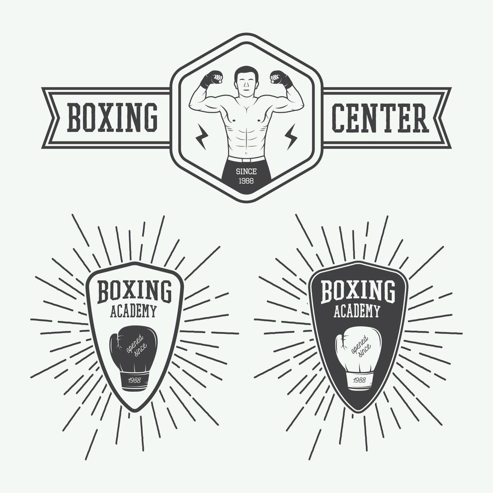 Boxing emblems retro vector