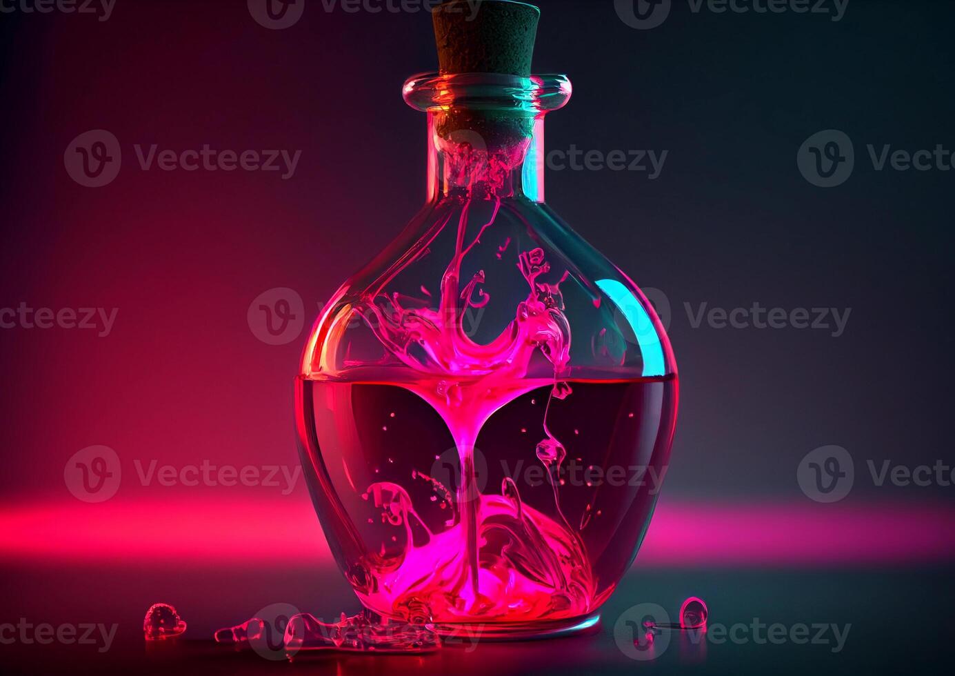 flask with pink liquid. love potion. photo