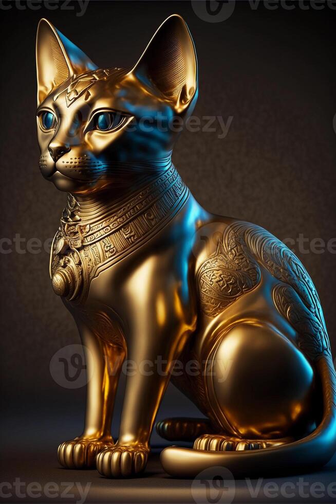 golden figurine of an Egyptian cat. photo