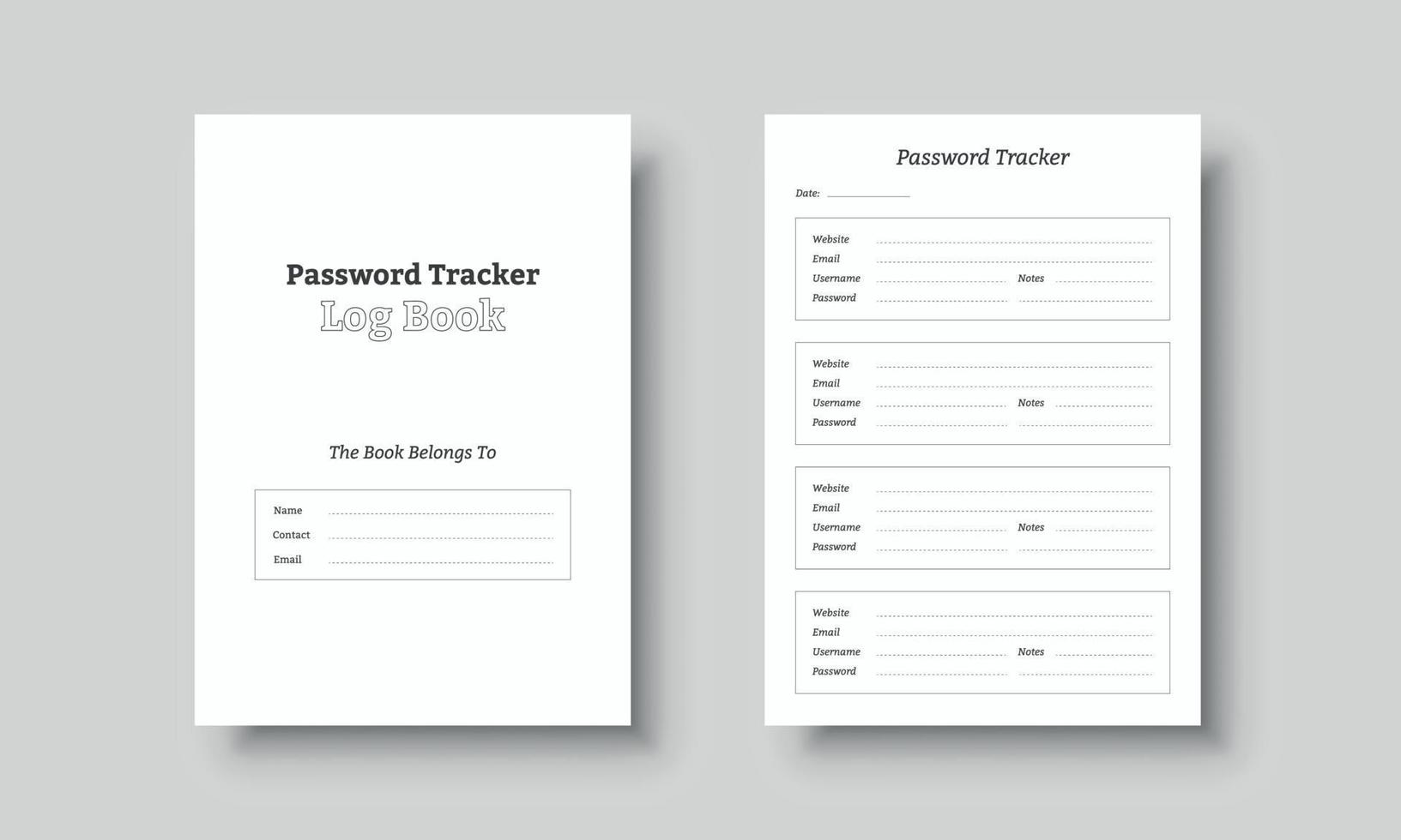 Password Tracker Logbook For Social Media vector