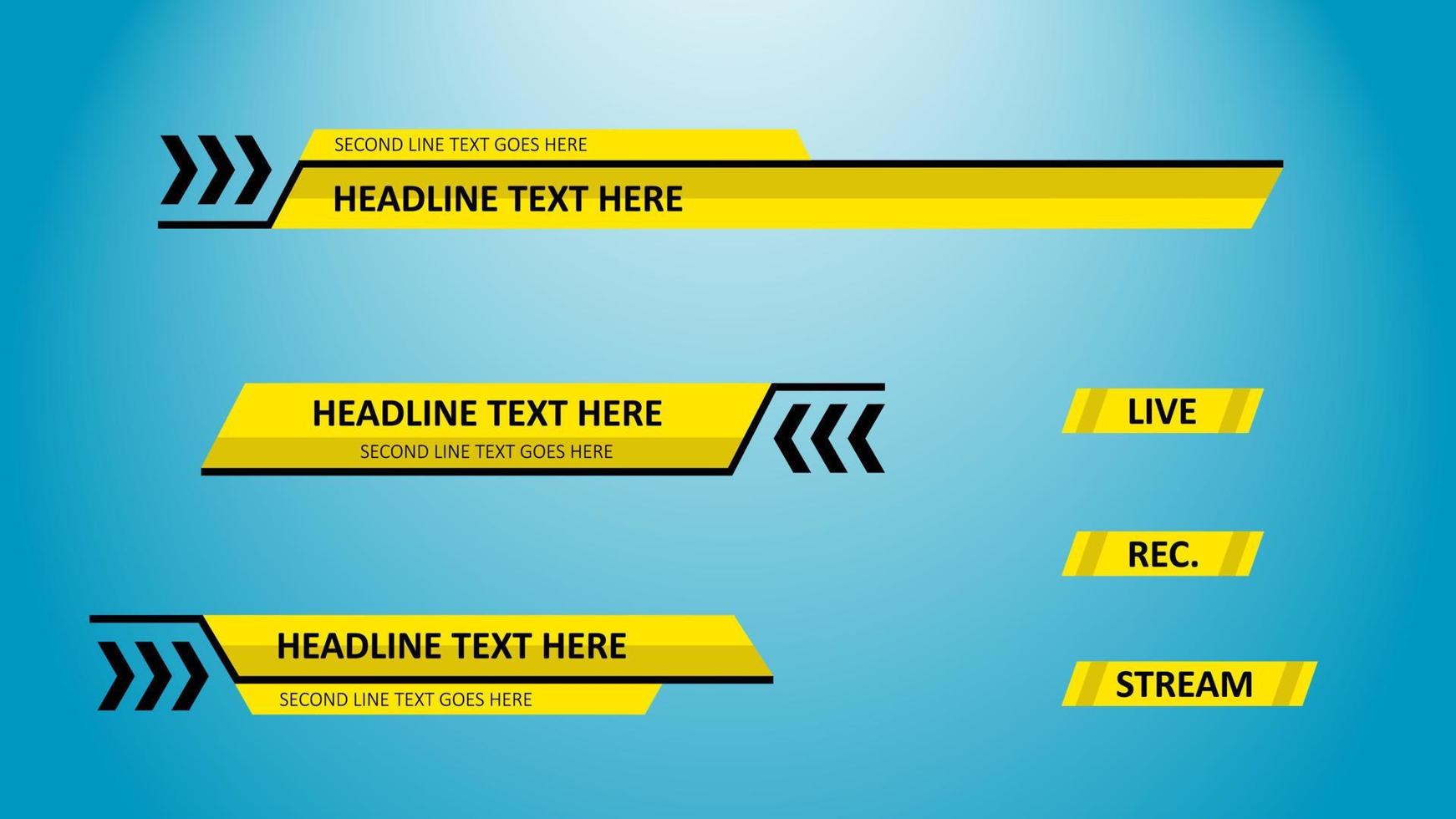 Lower third with theme yellow line vector