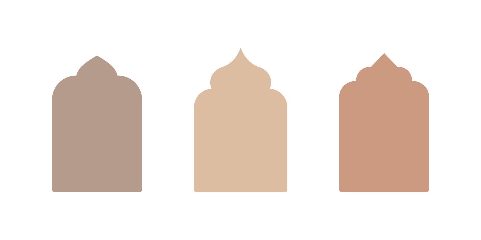 Islamic vector shape of a window or door arch. Arab frame set. Ramadan kareem silhouette icon