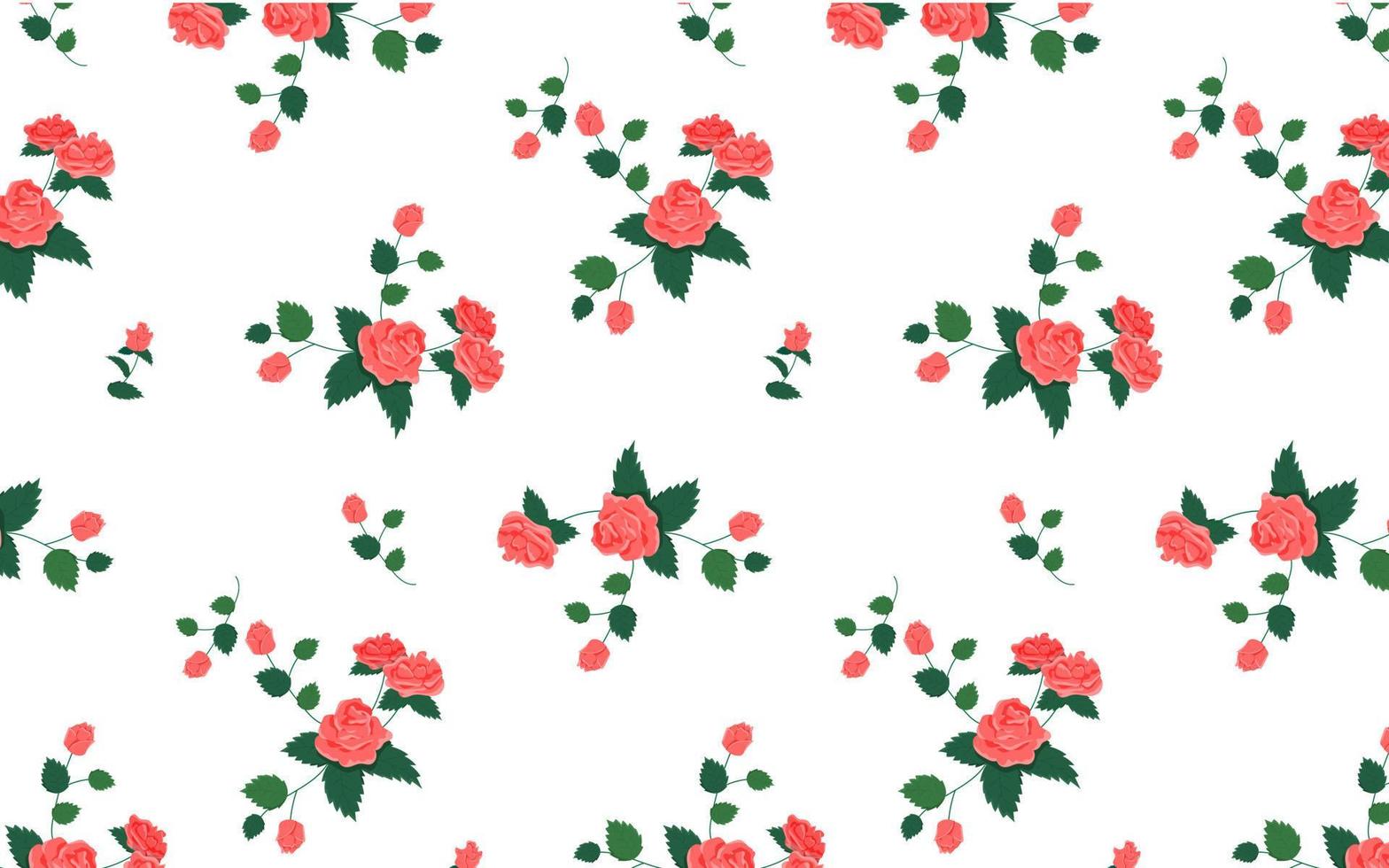 Abstract pink rose seamless pattern. Beautiful scatter of rose flower vector