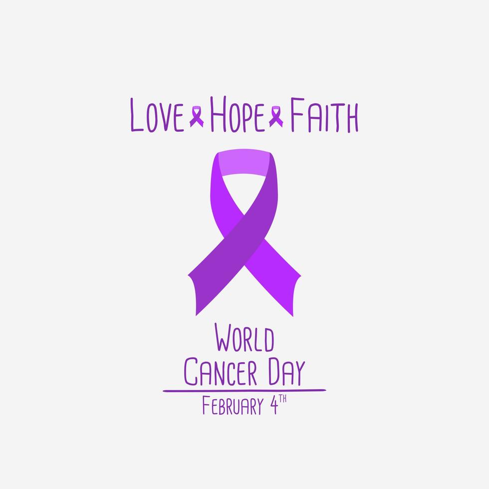 world cancer day label flat design vector illustration