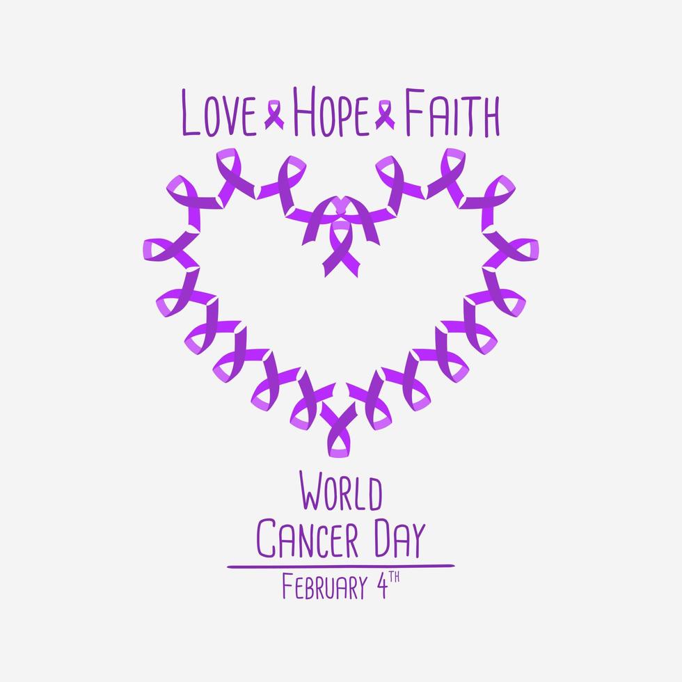 Vector illustration design of World Cancer Day with ribbon.