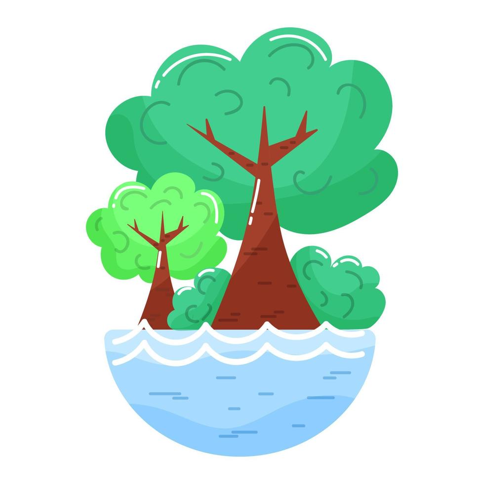 eco. Ecological icon. Tree. Water. Flat style. Green energy. Clean planet. vector