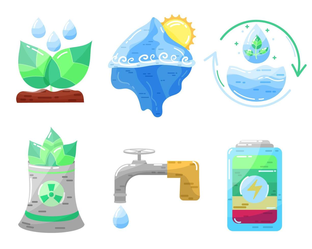 Eco icons set. Ecological icon. Green energy. Solar panels. Flat style. Green energy. Clean planet. vector