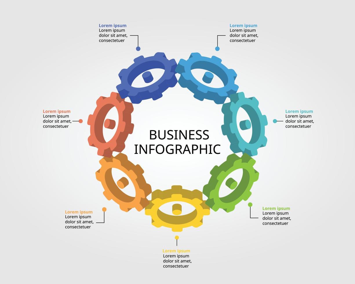 cog element for system template for infographic for presentation for 7 element vector