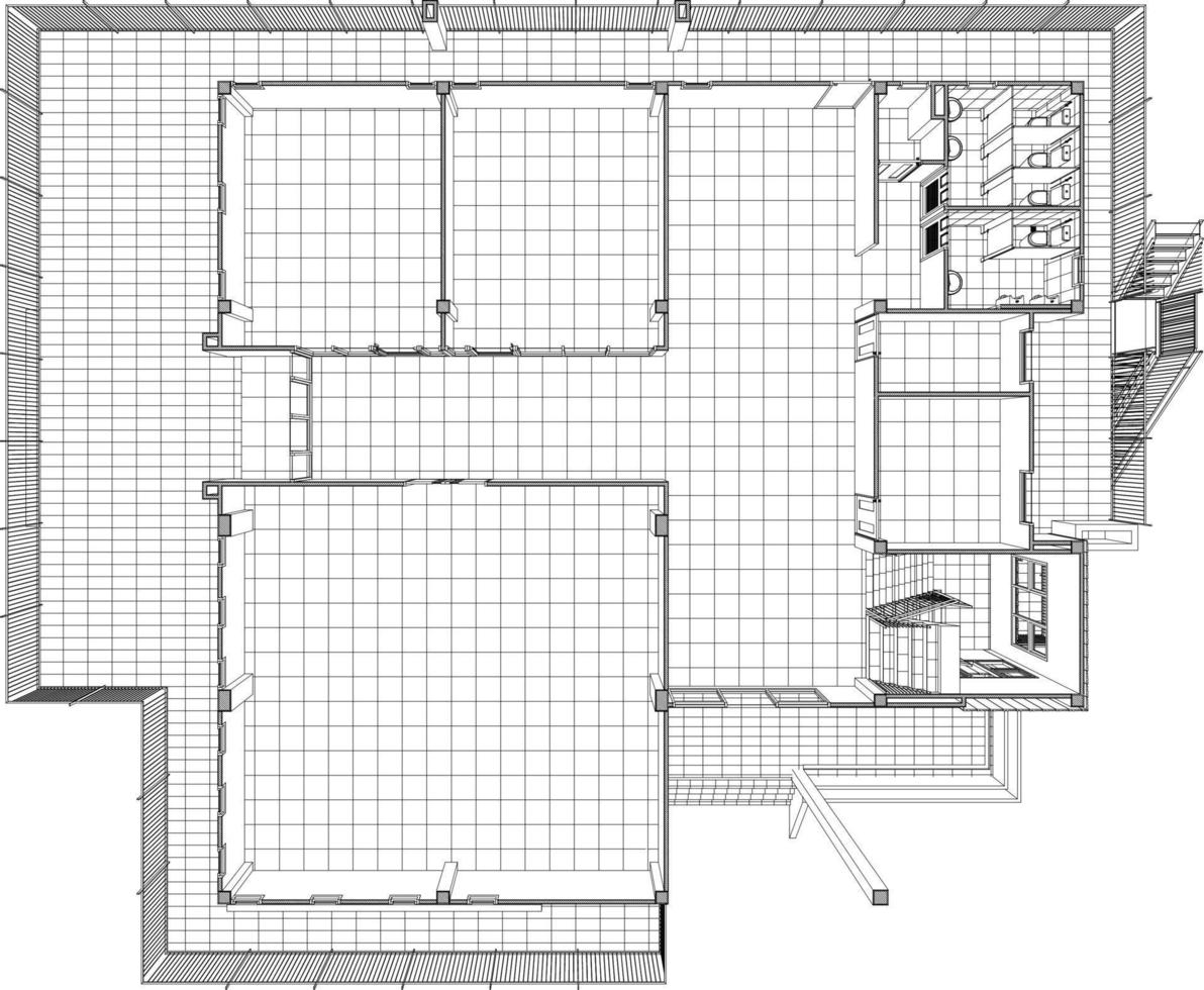 Ilustración 3D del proyecto de construcción vector