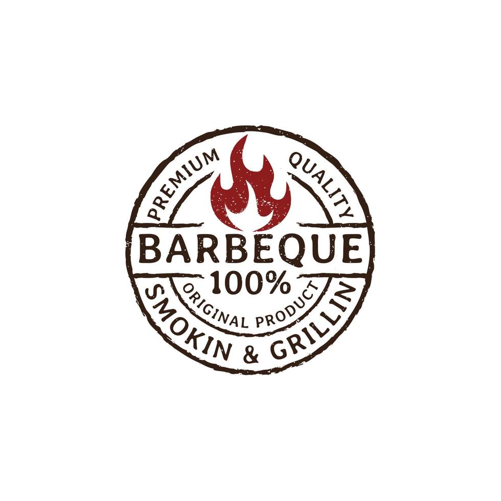 Vintage Retro Rustic BBQ Grill, Barbecue, Barbeque Label Stamp Logo design vector