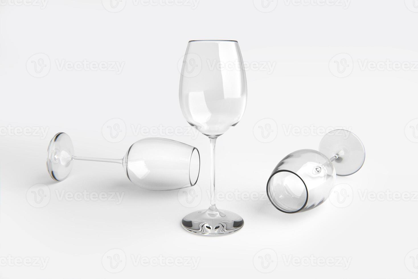 Empty wine glass on white background. 3d render photo