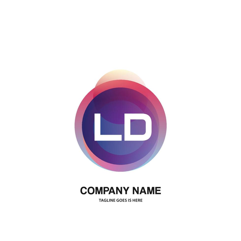 LD initial logo With Colorful Circle template vector