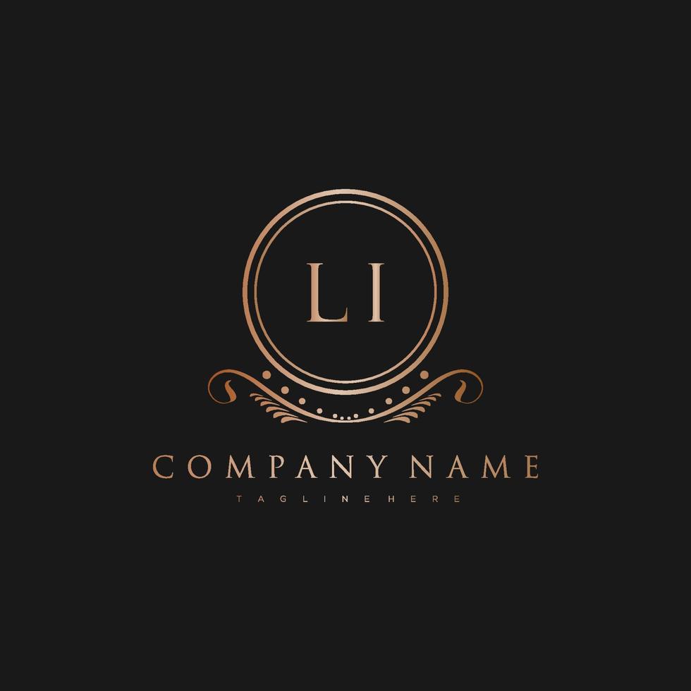 LI Letter Initial with Royal Luxury Logo Template vector