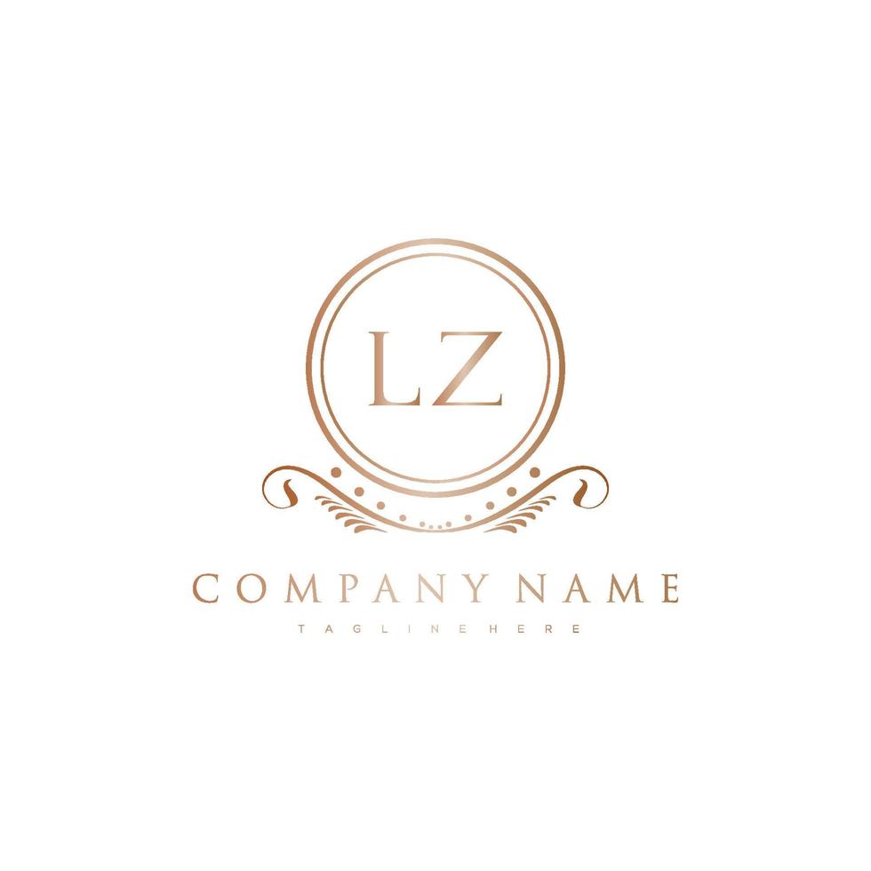 LZ Letter Initial with Royal Luxury Logo Template vector