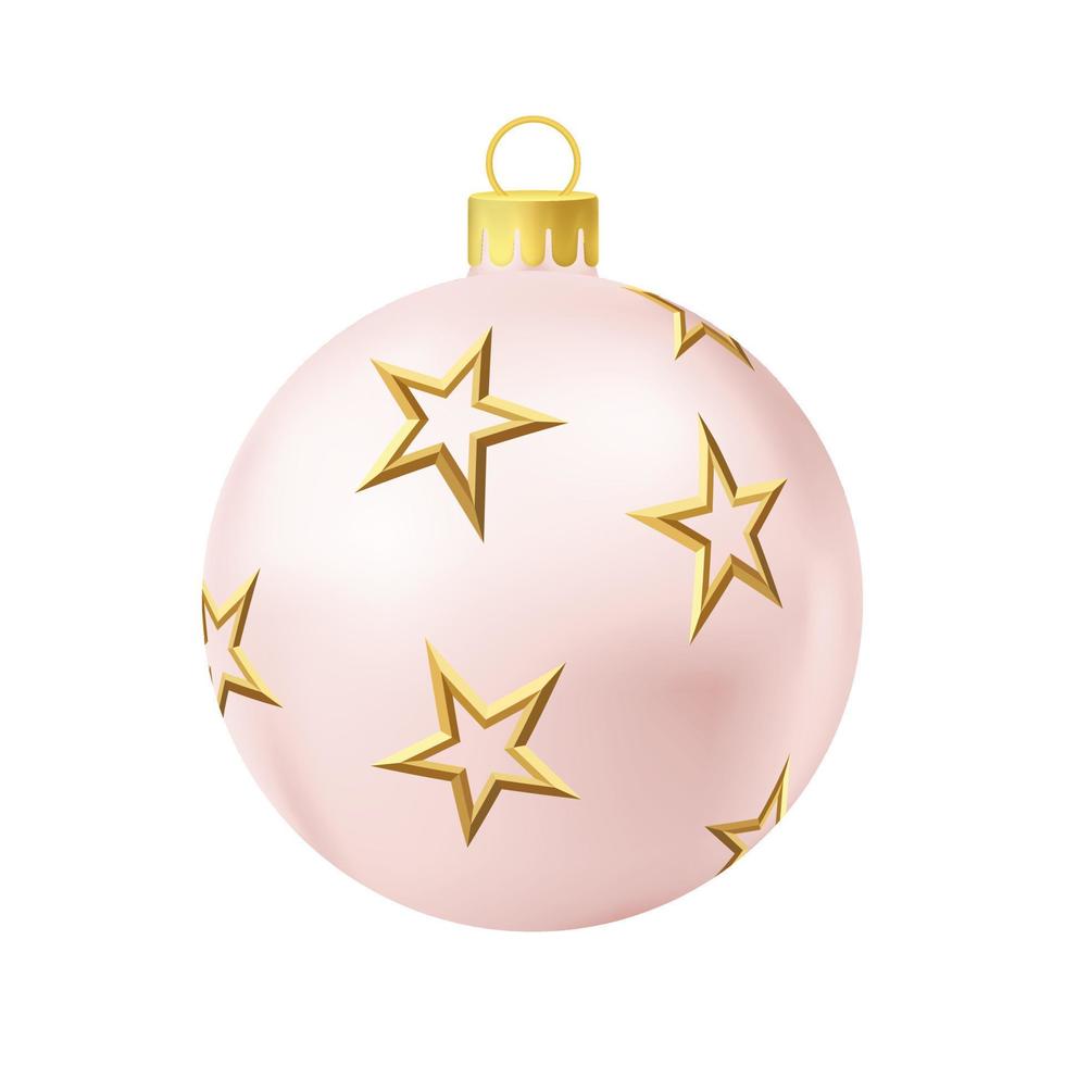 bola de árbol de navidad beige con estrella dorada vector