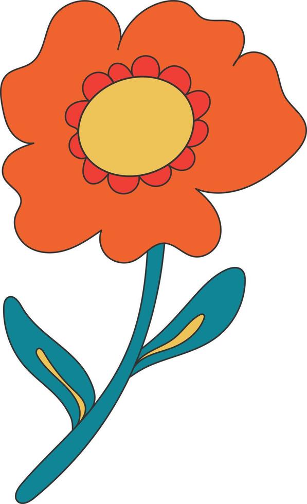 Retro hippie flower illustration vector