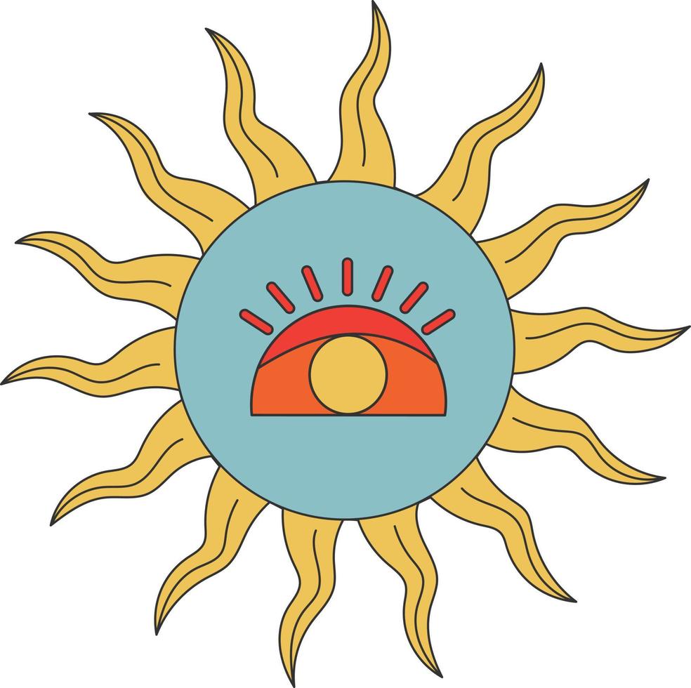 Retro sun illustration vector