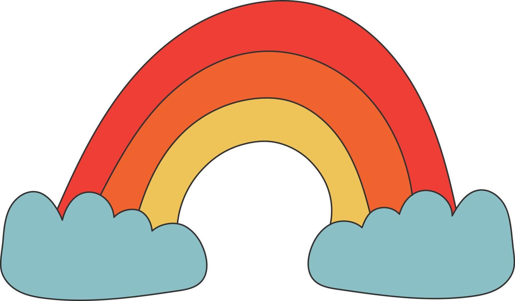 Retro hippie rainbow illustration vector