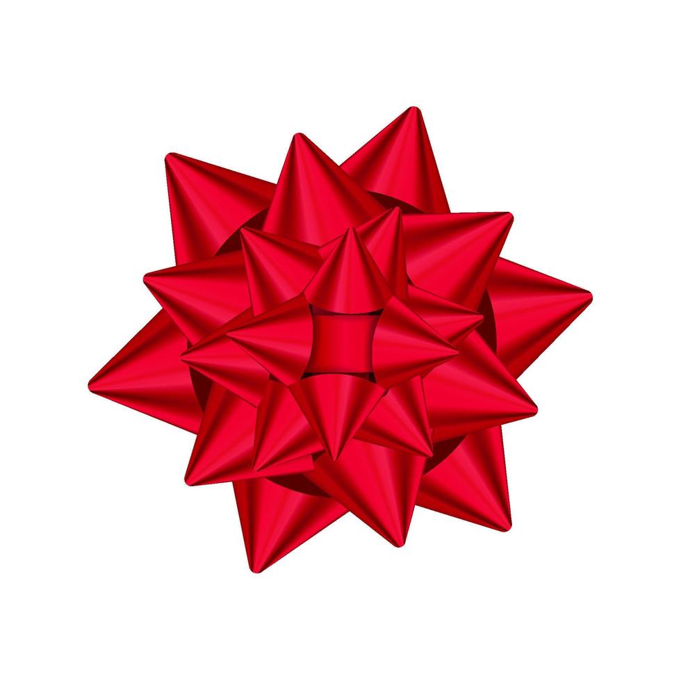 Volumetric decorative red bow from ribbon Christmas and happy new year symbol vector