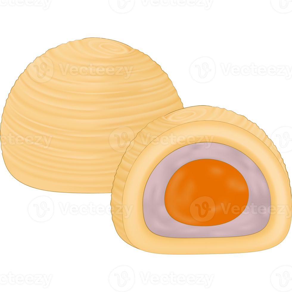 asiático tradicional comida espiral batata Pastelería lleno con huevo yema de huevo y batata, medio otoño festival Pastel de luna png