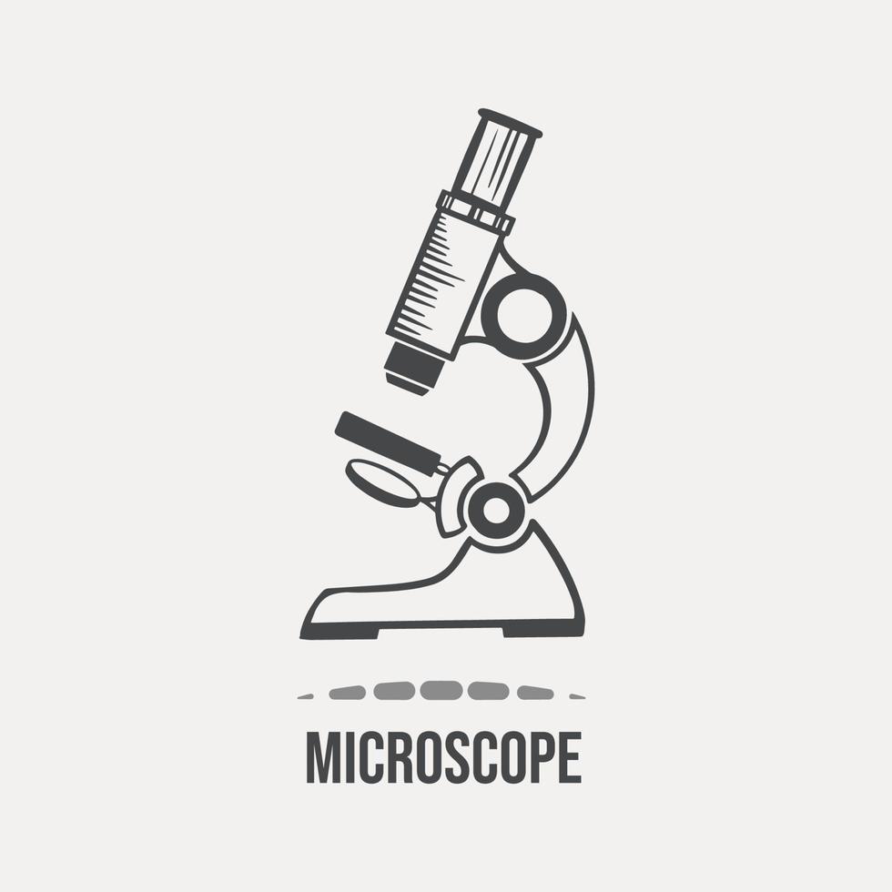 Sketch microscope for lessons of chemistry, biology hand-drawn on a light background. Vector