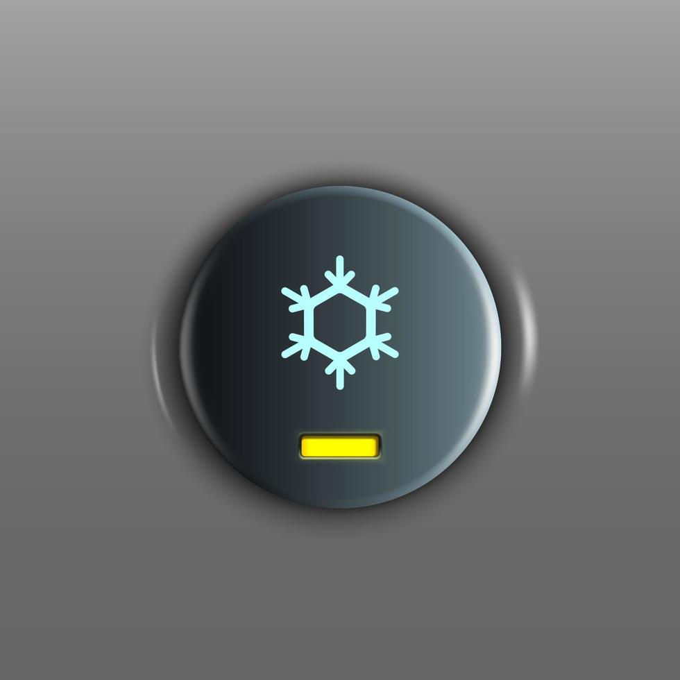 Button for turning on the air conditioner in the car. 3D realistic illustration on a gray background. Vector. vector