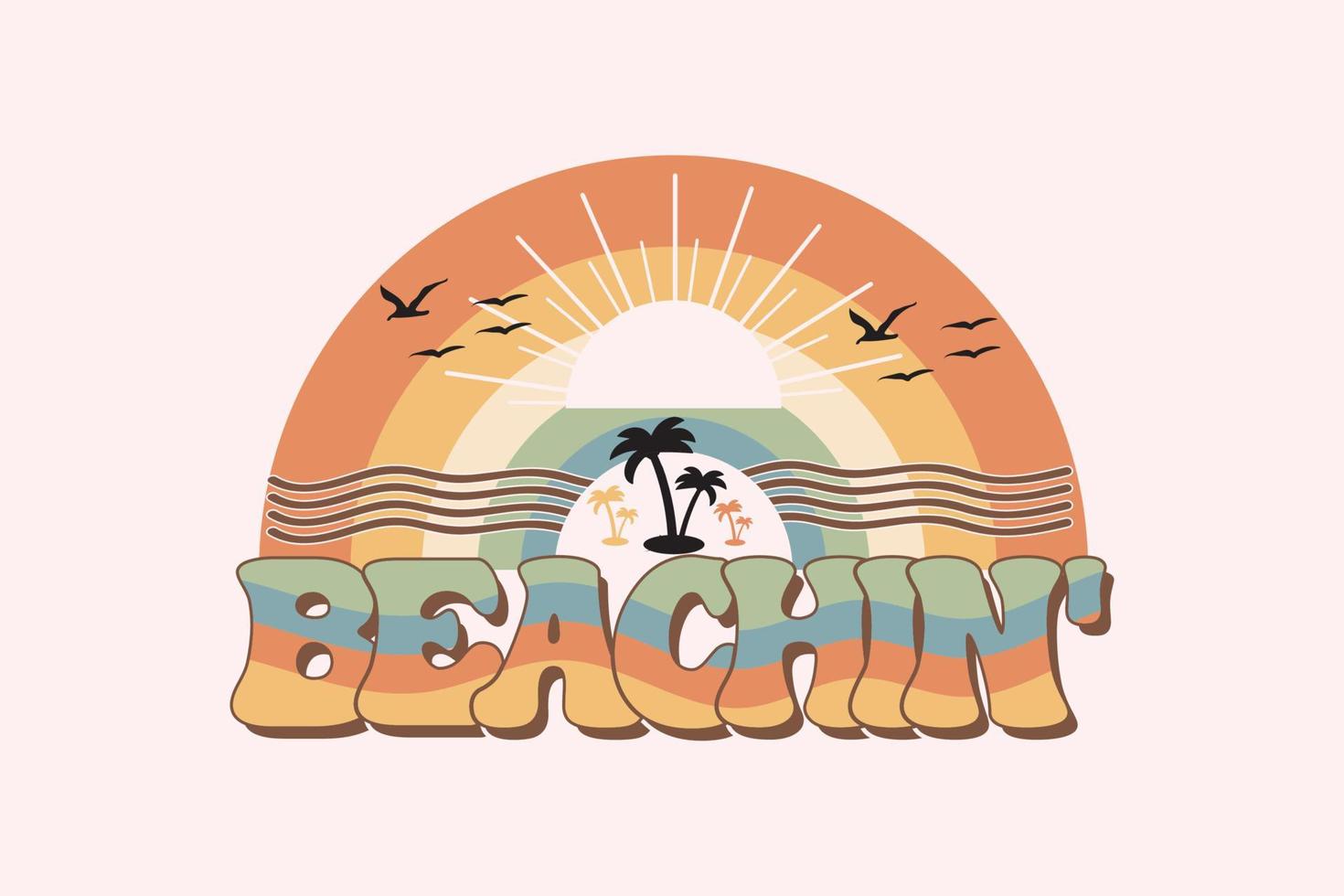 Vintage summer beach t-shirt design vector