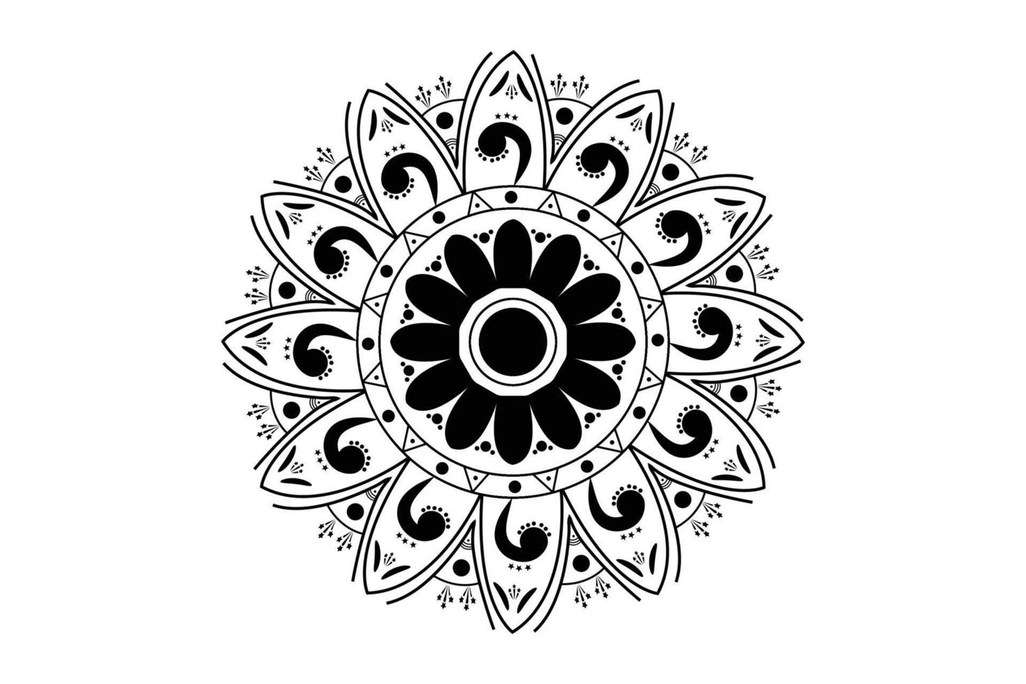 Simple Mandala coloring page. Ornament round mandala. Geometric circle element. kaleidoscope, medallion, yoga, india, arabic. Coloring page for kids and adults. Luxury Mandala background vector