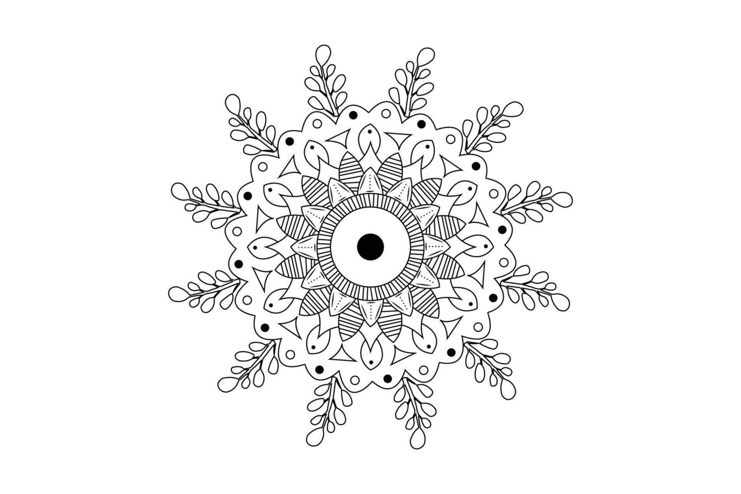 Simple Mandala coloring page. Ornament round mandala. Geometric circle element. kaleidoscope, medallion, yoga, india, arabic. Coloring page for kids and adults. Luxury Mandala background vector