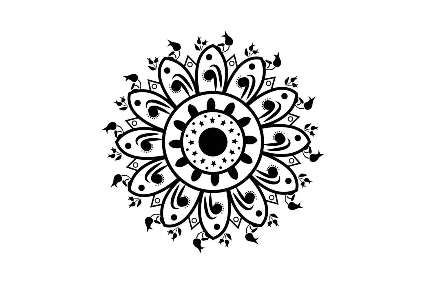 sencillo mandala colorante página. ornamento redondo mándala geométrico circulo elemento. caleidoscopio, medallón, yoga, India, Arábica. colorante página para niños y adultos lujo mandala antecedentes vector