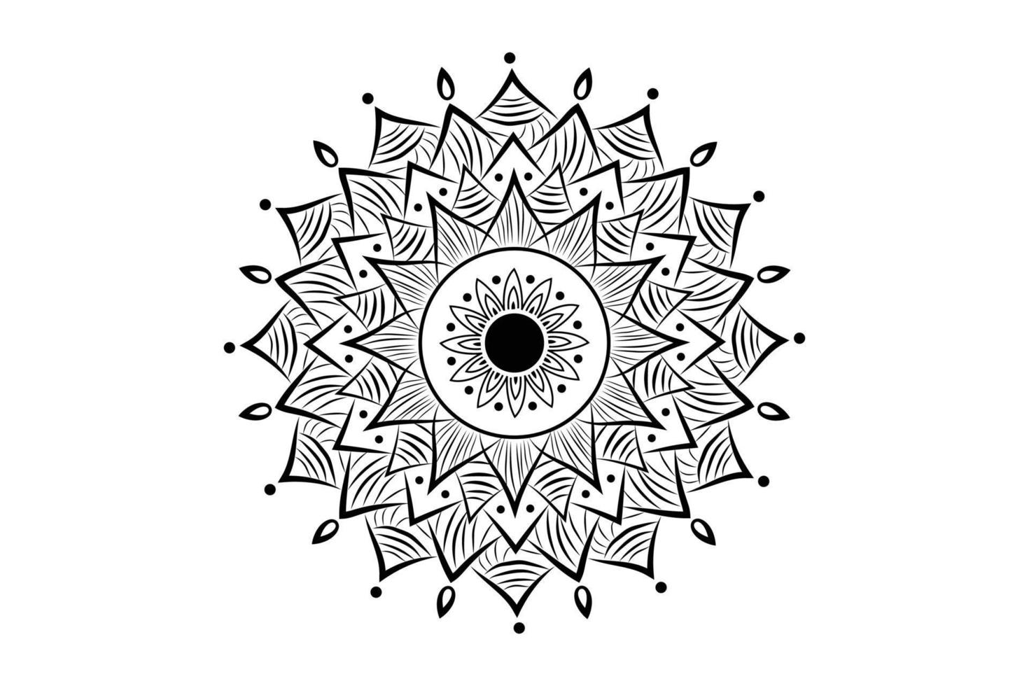 Simple Mandala coloring page. Ornament round mandala. Geometric circle element. kaleidoscope, medallion, yoga, india, arabic. Coloring page for kids and adults. Luxury Mandala background vector
