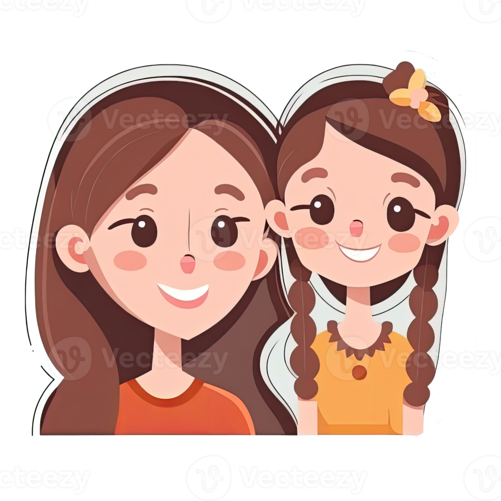 Mother and Daughter Cartoon png