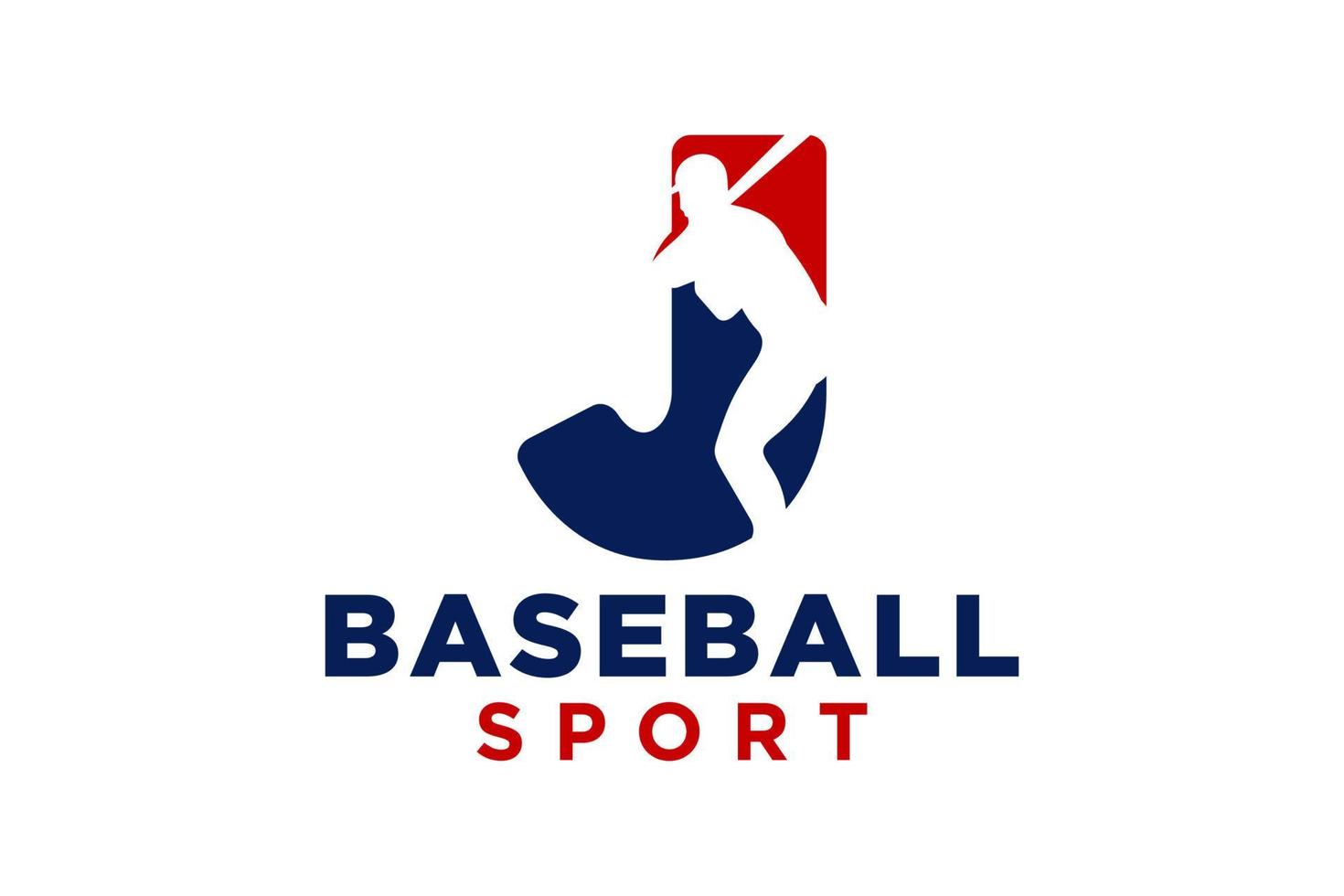 letra j béisbol logo icono vector modelo.