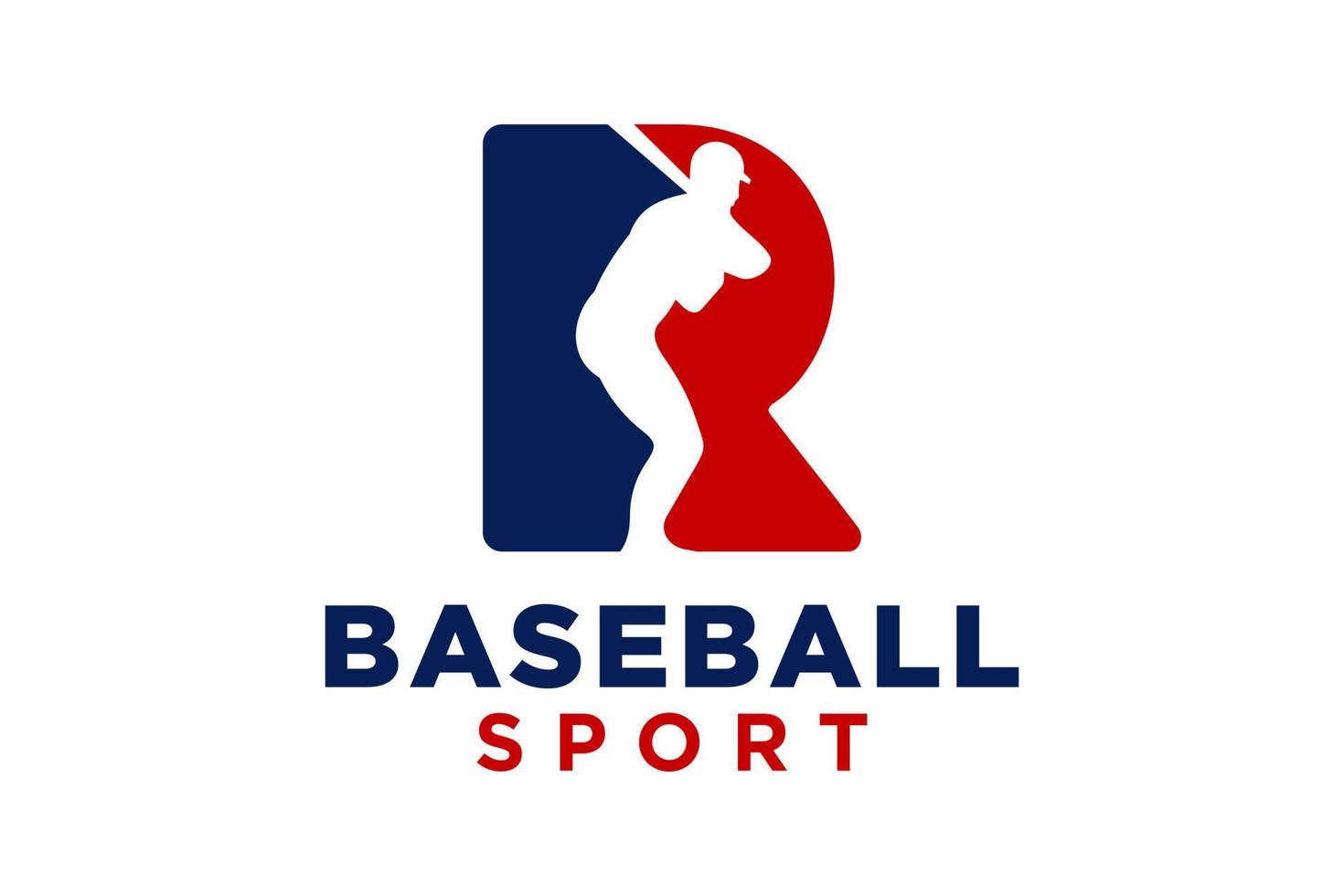 letra r béisbol logo icono vector modelo.