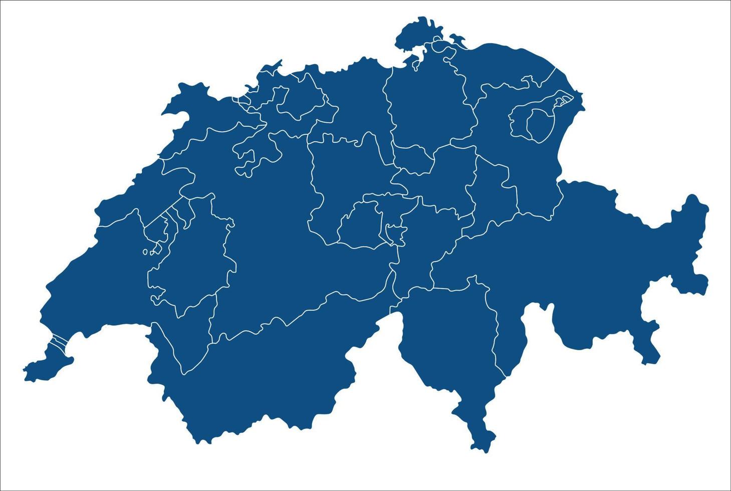 Switzerland map or Swiss map high details with administrative regions vector