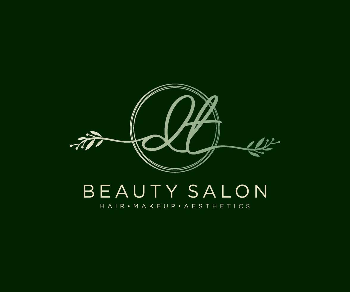 Initial DT feminine logo collections template. handwriting logo of initial signature, wedding, fashion, jewerly, boutique, floral and botanical with creative template for any company or business. vector