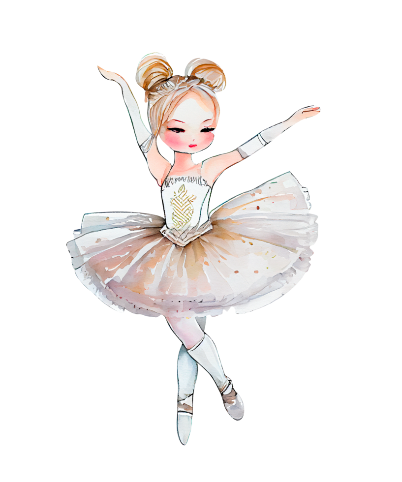 Free Little Girl Ballet Dancer watercolor 22206615 PNG with Transparent