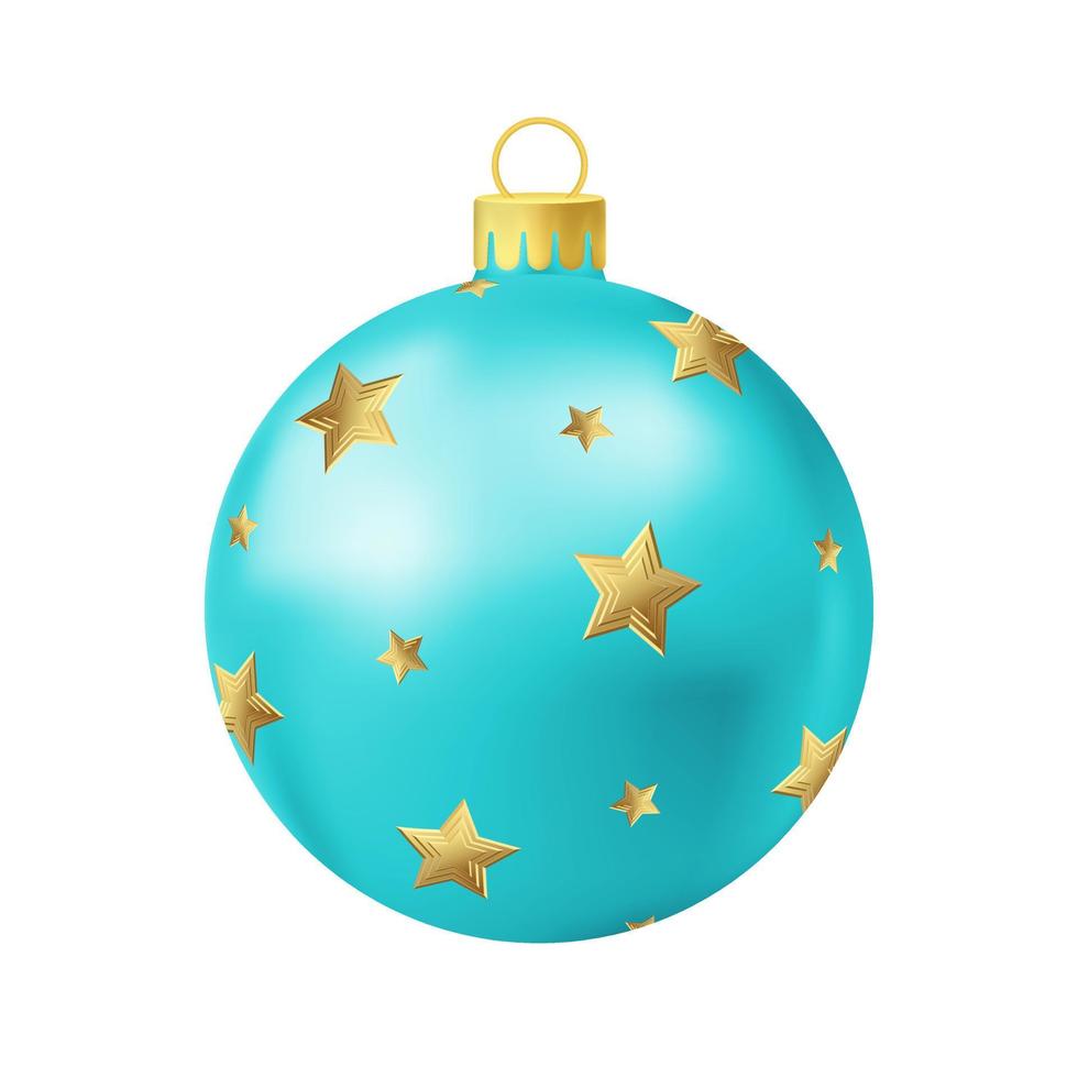 Turquoise Christmas tree ball with gold star vector