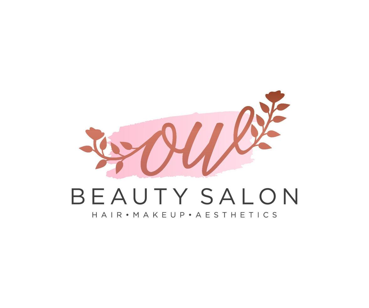 Initial OW feminine logo collections template. handwriting logo of initial signature, wedding, fashion, jewerly, boutique, floral and botanical with creative template for any company or business. vector